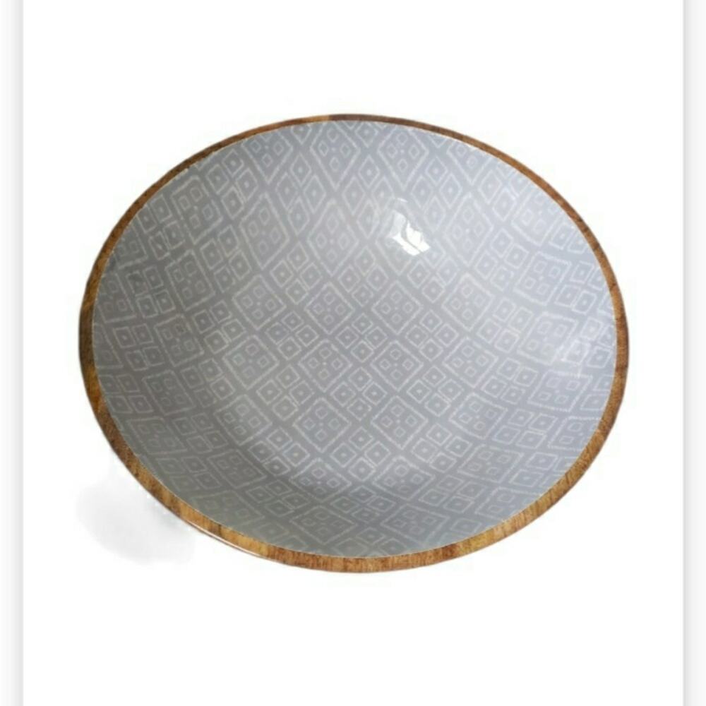 WOOD AND ACRYLIC DECORATIVE BOWL